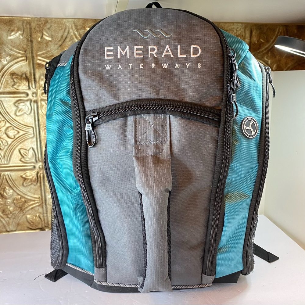 EMERALD waterways backpack blue and gray in new condition